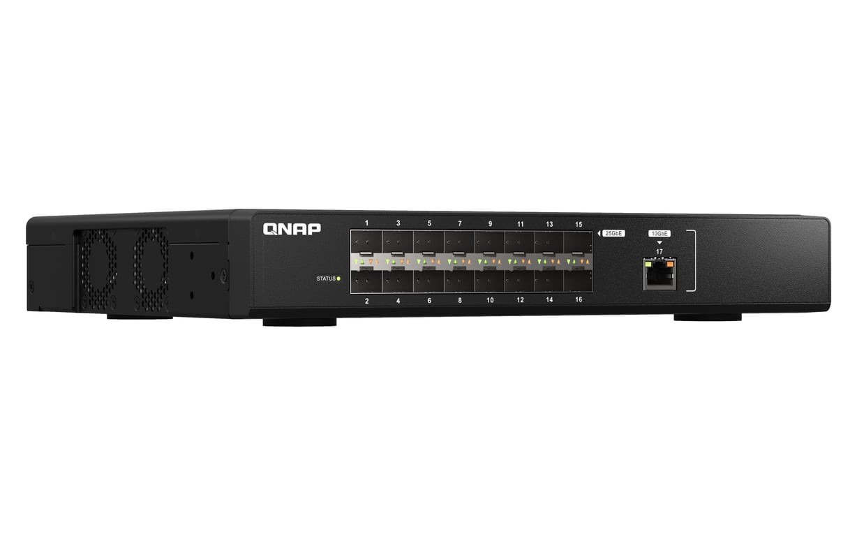 QNAP QSW M5216 1T Commutateur Géré 16 x 25 Gigabit SFP28 + 1 x 10 Gigabit Ethernet Montable sur rack - vue 4