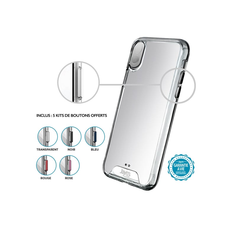 JAYM - Coque Ultra Renforcée Premium pour Samsung Galaxy S22 - Certifiée 3 Mètres de chute – Garantie à Vie - Transparente - 5 Jeux de Boutons de Couleurs Offerts