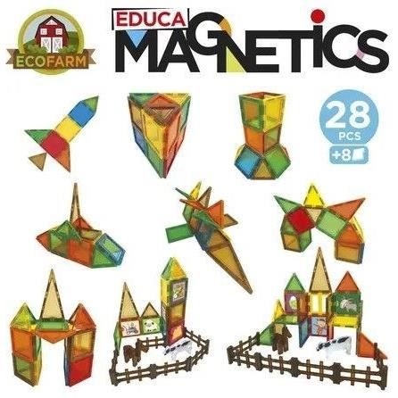 Magnetics Ecoferme Jeu de construction EDUCA 28 pièces magnétiques 2 animaux 8 cartes Dès - vue 8
