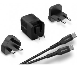 Chargeur 38W - PD 20W + QC3 18W - Câble USB-C/USB-C inclus - EU / UK / US