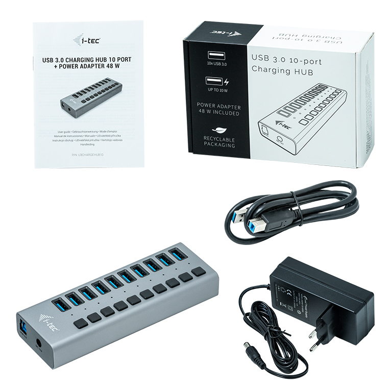 i tec USB 3.0 Charging Hub 10 Port + Power Adapter - vue 3
