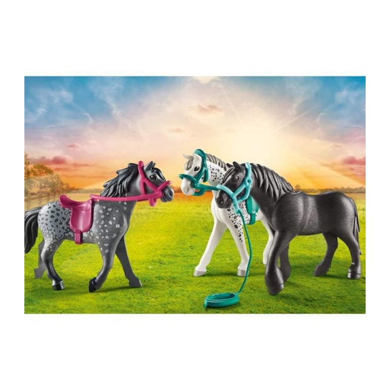 Chevaux Frison Knabstrupper X3 Playmobil La Boîte - vue 3