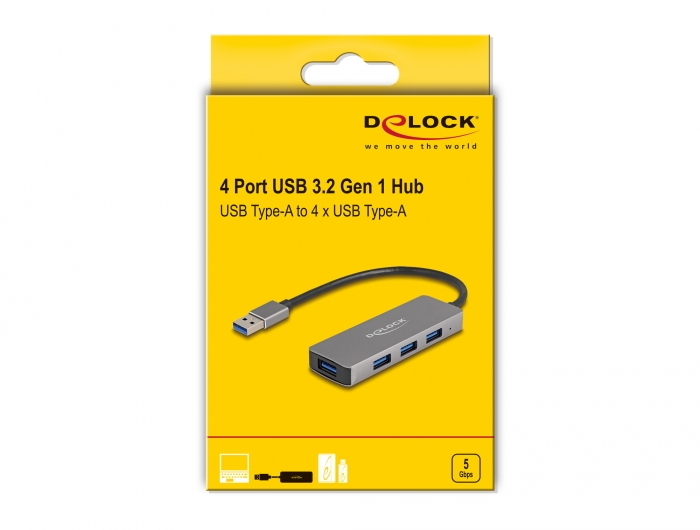 DeLOCK Hub de 4 prises USB 5 Gbps avec connecteur USB Type A – prises USB Type A latérales Neuf - vue 2