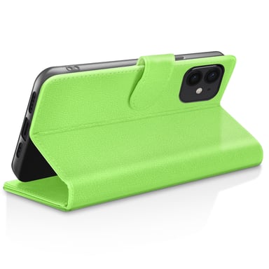 Zanaé Funda tipo cartera para iPhone 12 mini con función de soporte y lengüeta magnética Verde