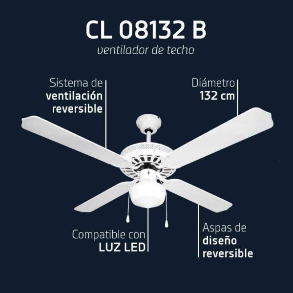 Ventilador de techo CL 08132 B 132 cm - vue 4