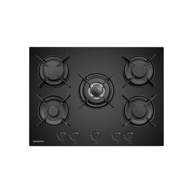 Plaque de cuisson a gaz - DAEWOO - 5 foyers - 70 cm - BH7GKF51BNM - Noir