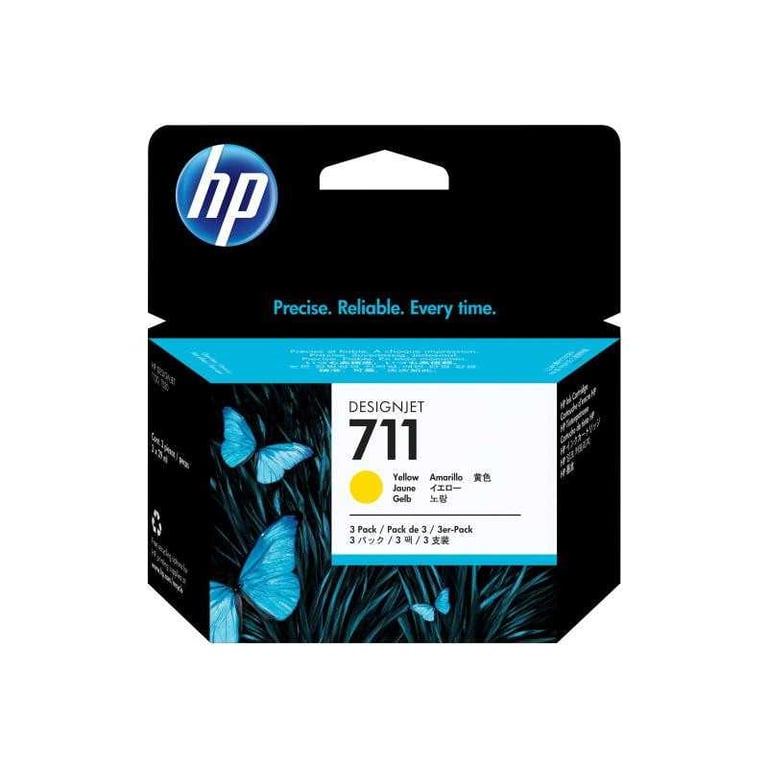 Cartouches d'encre HP 711 (CZ136A) Pack de 3 29 ml pour DesignJet T100/T120/T520 Jaune - Neuf