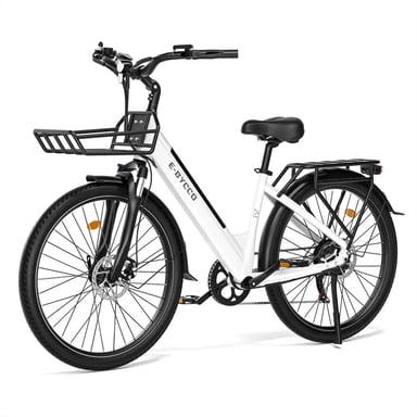 VéLo Électrique V1 | Vitesse Max 25 km/h | Autonomie 45-90 km | Moteur 250W | Batterie 36V 15.6Ah | Pneus 28 Pouces | Blanc