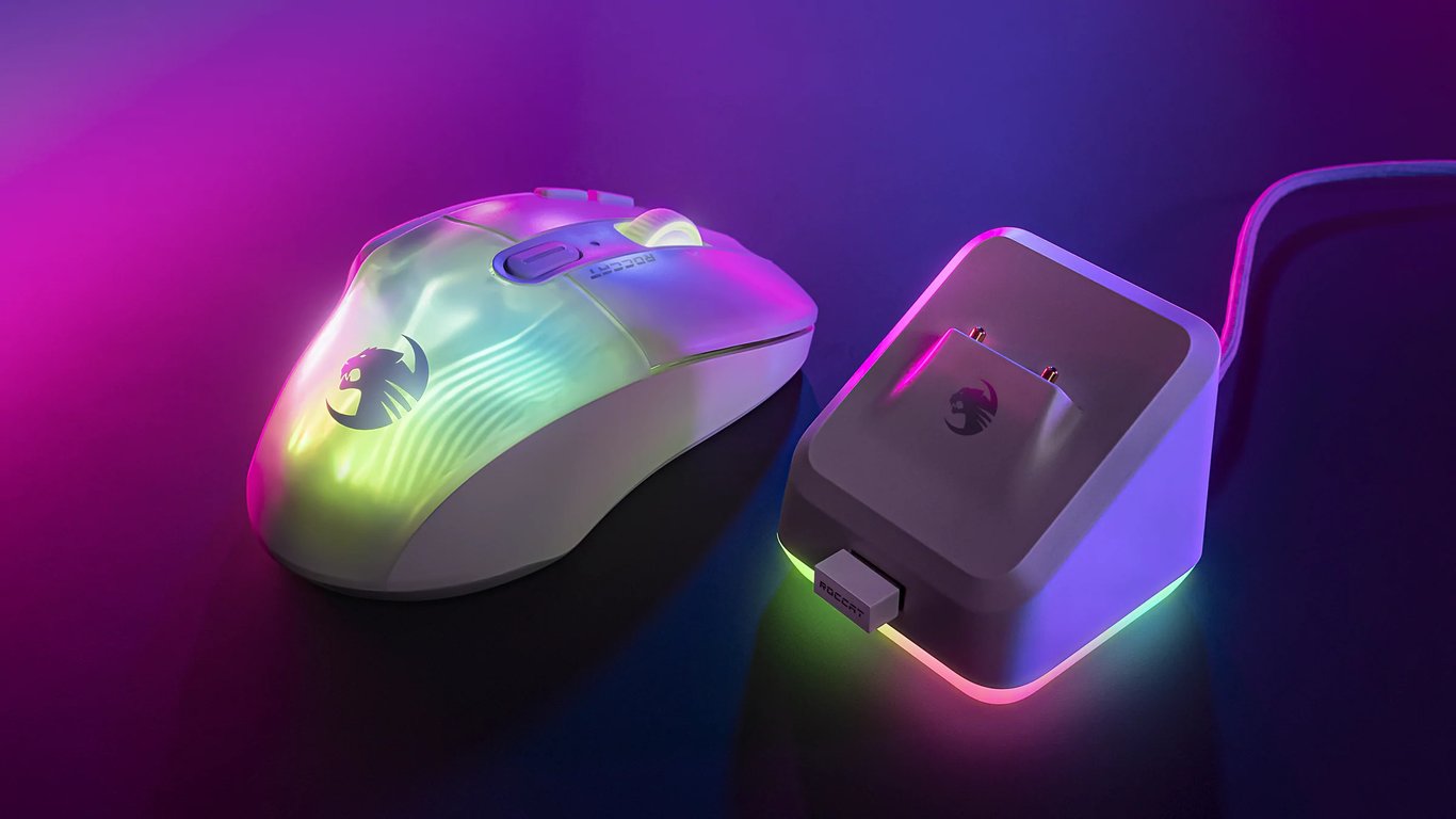 Roccat Kone XP Air – Gaming sans fil Capteur Optique 19K DPI d’autonomie Station de charge RGB éclairage AIMO RGB - vue 4