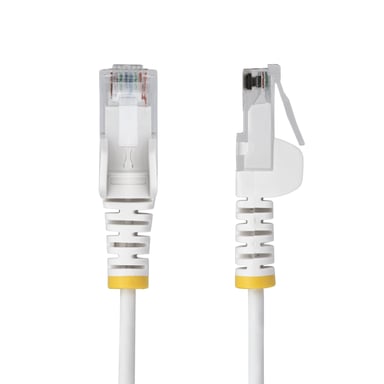 StarTech.com Cable de Red Ethernet CAT6 Delgado sin Enganches Blanco de 2m - Cable RJ45 Snagless Slim 28AWG - Alambre de Cobre Puro - PoE 100W - con A