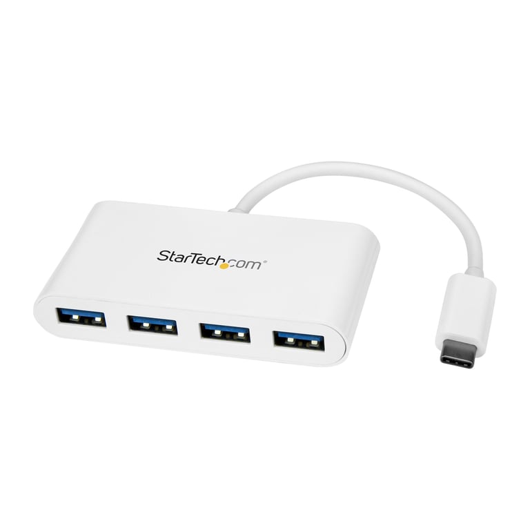 StarTech.com Hub USB C Hub USB 3.0 à 4 ports compact USB C vers 4x USB A Adaptateur USB C Alimenté par bus HB30C4ABW Concentrateur hub 4 x SuperSpeed USB 3.0 de bureau - vue 2