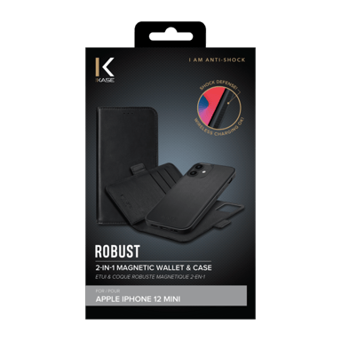 Robusta custodia magnetica e guscio 2 in 1 per Apple iPhone 12 mini, nero onice