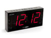 Radio despertador digital - Reloj despertador doble con radio FM - Pantalla roja grande - regulable - negro (HCG007)