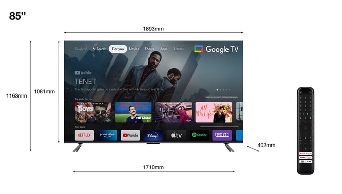 TCL C64 85C649 TV 2,16 m (85'') 4K Ultra HD Smart TV Wifi Titane