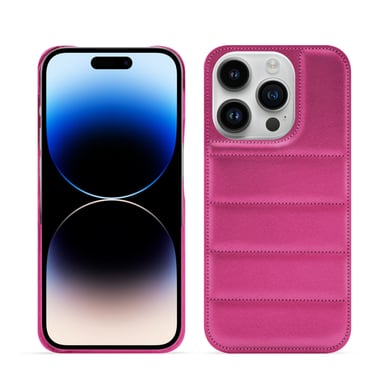 Coque matelassée Apple iPhone 15 Pro -  - Rose - Cuir lisse premium