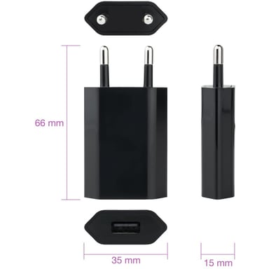 Techly IPW-USB-ECBKG cargador de dispositivos móviles GPS, MP3, Teléfono portátil, PDA, Smartphone Negro Sector Interior