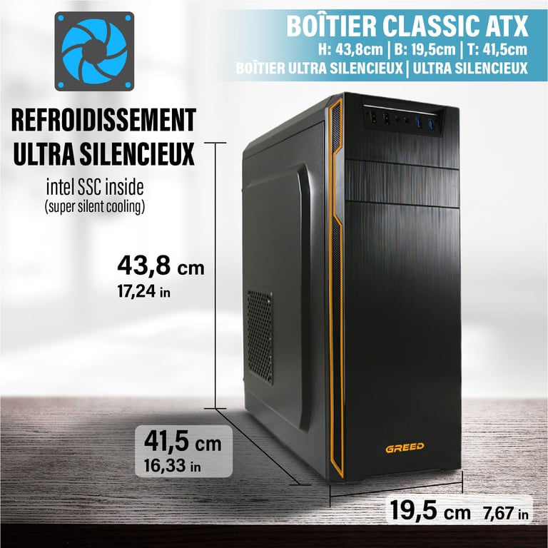 Basic 7 - Office PC / Ordinateur de bureau - Intel Core i5 6500 - Home Office Tour Computer avec 8GO DDR4 RAM - 3,6 GHz - 512 GO SSD - DVD+RW - USB 3.1 - WiFi - incl. Windows 11 Pro - Neuf