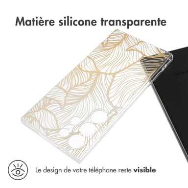 imoshion Coque Design pour Samsung Galaxy S24 Ultra - Golden Leaves Transparent