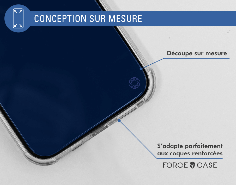 Protège écran pour iPhone 16 Plus / 15 Plus / 14 Pro Max Anti Lumière Bleue 2.5D Verre organique + Garantie à vie - Certifié GRS Force Glass - Neuf