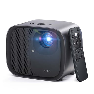 Vidéoprojecteur ETOE E3 Pro avec Google TV, 600 ANSI, 1080P Natif, Décodage 4K, Mise au point Automatique et Correction Keystone, Wi-Fi Double Bande et Audio 20W - Prise EU
