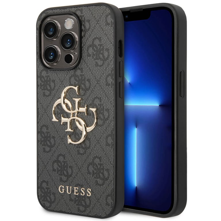 Guess 4G Big Metal Logo Coque iPhone 14 Pro (Gris) - 3666339066260