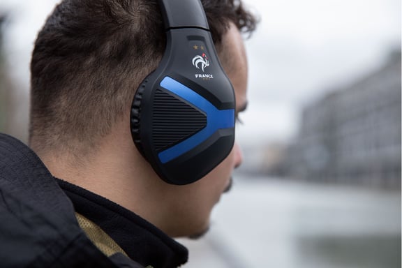 Konix 3328170285698 auricolari/cuffie cablate con archetto play nero, blu