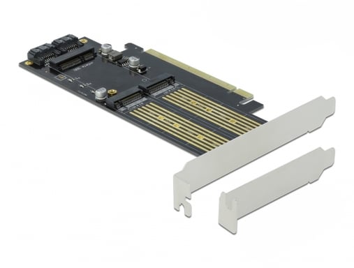 DeLOCK Scheda PCI Express x16 fino a 1 x M.2 chiave B + 1 x NVMe M.2 chiave M + 1 x mSATA - Fattore di forma a basso profilo (Delock - lagringskontrol - M.2 Card /)