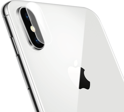 Protezione posteriore in vetro temperato curvo da bordo a bordo (con protezione dell'obiettivo della fotocamera) per Apple iPhone X, bianco argento