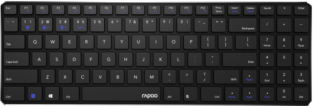 Clavier multimédia sans fil Multi-Mode E-9100M AZERTY Noir