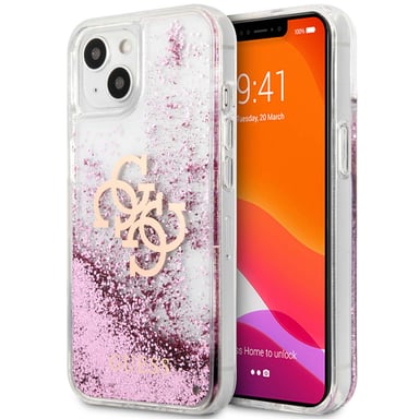 Funda Guess 4G Logo Liquid Glitter para Apple iPhone 13 Mini - Rosa