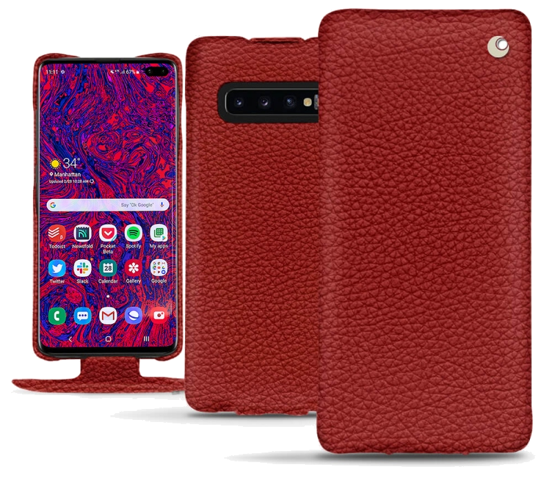 Housse cuir Samsung Galaxy S10+ - Rabat verticalRouge