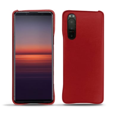 Coque cuir Sony Xperia 5 II - Coque arrière - Rouge - Cuir lisse