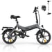 Bicicleta eléctrica HITWAY 16 - 250W/36V - Bicicleta eléctrica plegable de pedaleo asistido - Batería 7,8Ah - Para adolescentes y adultos,Gris