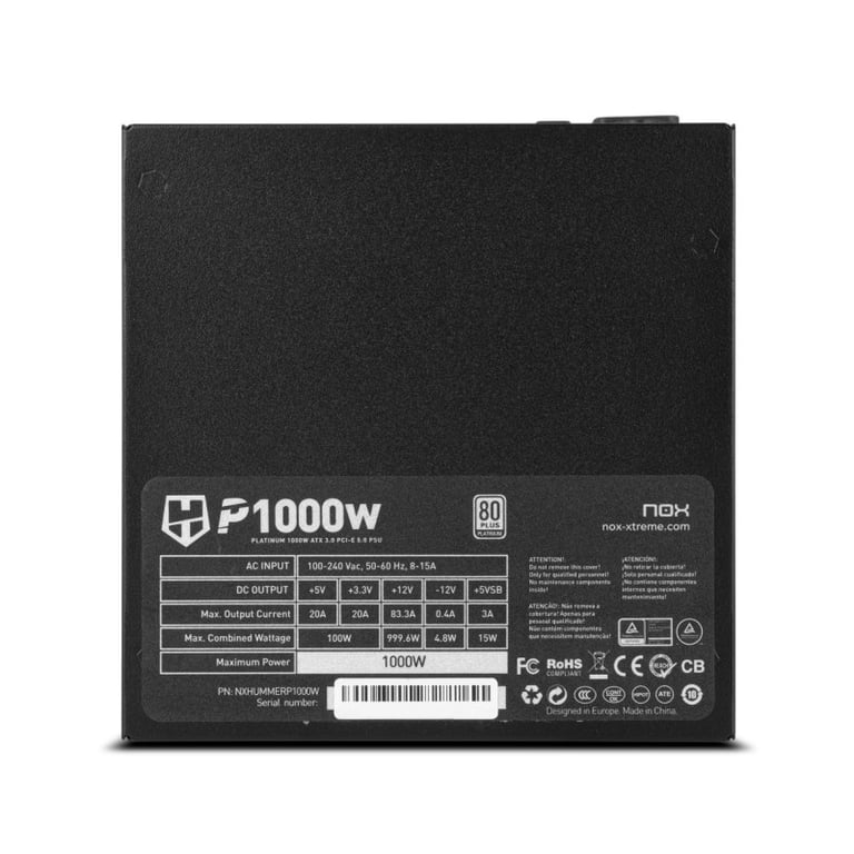 Alimentation Nox Hummer P Pcie 5.0 Atx 3.0 80 Plus Platinum Neuf - vue 2