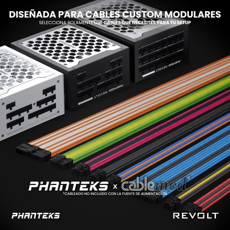 Phanteks Revolt Platinum ATX 3.0 PCIe 5.0 enti?rement modulaire 1000 Watt Alimentation PC - vue 3