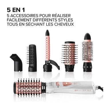 Brosse Soufflante - Bellissima - My Pro GH18 1100 - Professionnel avec Embouts en Céramique - Systeme Dry & Style 5 en 1 - Neuf