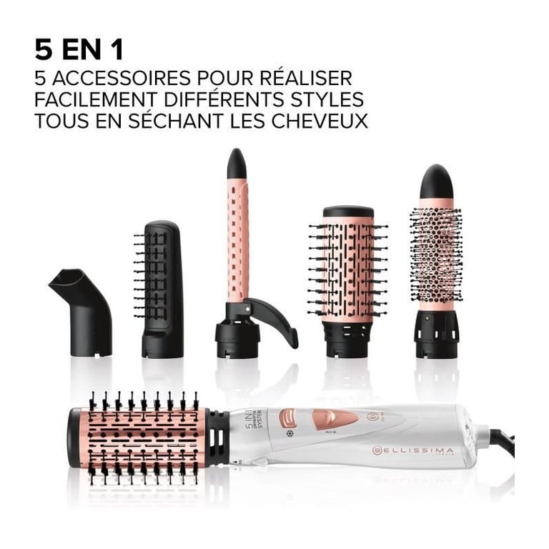 Brosse Soufflante - Bellissima - My Pro GH18 1100 - Professionnel avec Embouts en Céramique - Systeme Dry & Style 5 en 1 - Neuf