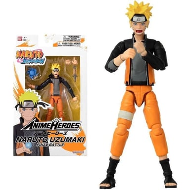 Figurine Naruto Shippuden Bandai Anime Heroes Naruto Uzumaki Final Battle 17 cm Jaune et noir