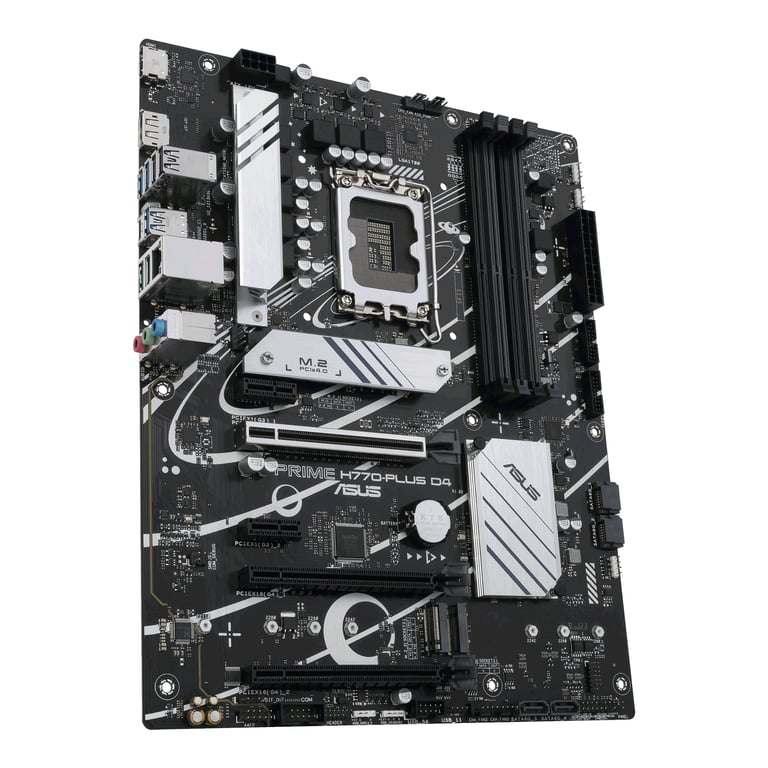 Asus PRIME H770-PLUS D4 - Carte-mère - ATX - Socket LGA1700 - H770 Chipset - USB4, USB-C 3.2 Gen2, USB 3.2 Gen 2, USB 3.2 Gen 1 - 2.5 Gigabit LAN - carte graphique embarquée (unité centrale requise) - audio HD (8 canaux) Noir - vue 3