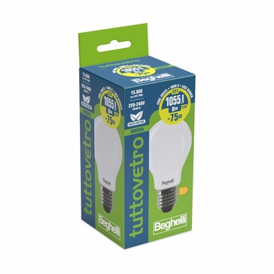 Lámpara de bajo consumo Beghelli Tuttovetro Blanco neutro 4000 K 8 W E27
