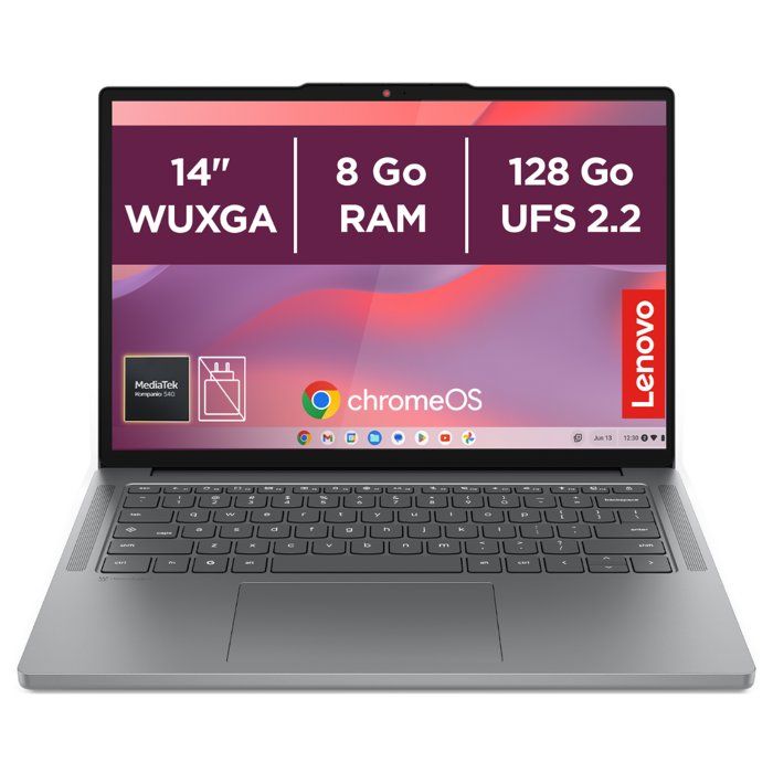 PC Portable Chromebook LENOVO 14M8911 Chrome OS 14 WUXGA MTK 540 RAM 8 Go Stockage AZERTY - vue 3