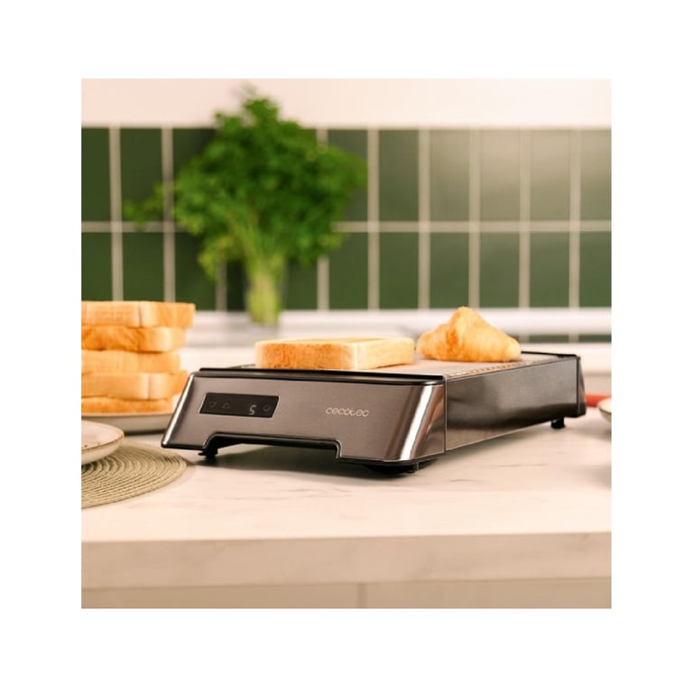 Grille-pain horizontal Cecotec NiceSlice 1000 W Touch Control 2 tranches 6 niveaux Gris - Neuf