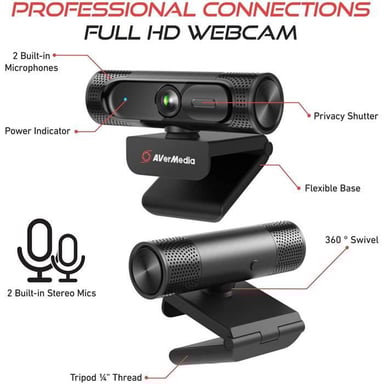 AVerMedia PW315 webcam 2 MP 1920 x 1080 pixel USB Nero