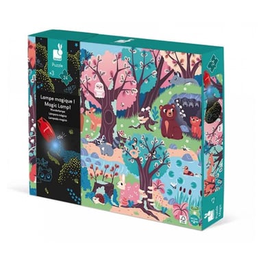 Janod - Animales Nocturnos 2 en 1 Puzzle Mágico con Linterna