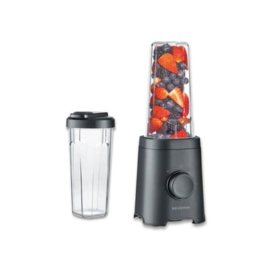 Mixeur portable Severin SM3753 Mix & Go 320 W 2 vitesses pulse 4 lames Noir avec 2 gourdes Tritan 600 ml