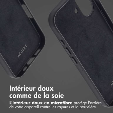 Accezz Coque arrière en cuir avec MagSafe pour Apple iPhone 16 - Onyx Black