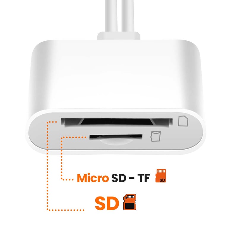 Lecteur Carte SD / Micro SD vers USB C / Lightning 480Mbps Neuf - vue 2