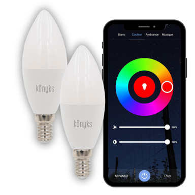 Ampoules connectées Antalya Easy E14 - Lot de 2 LED Wi-Fi + Bluetooth E14 Blanc + Couleurs RGB