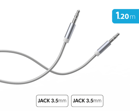 Cavo audio da Jack 3,5 mm a Jack 3,5 mm rinforzato in nylon intrecciato 1,2 m