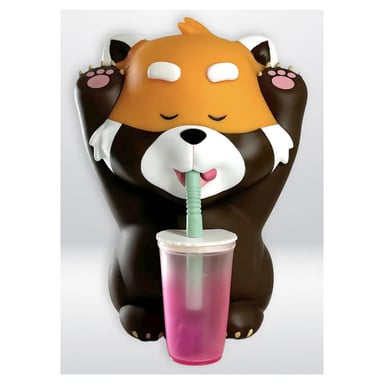 Figurita Mogu Mascotas - Panda rojo con exquisito té de burbujas